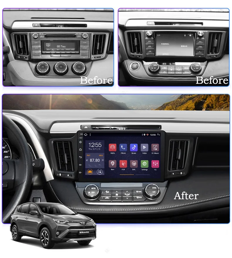 Best PX6 4G+64G Android 9.0 For Toyota RAV4 4 XA40 5 XA50 2012-2018 Car Radio Multimedia Video Player Navigation GPS 1