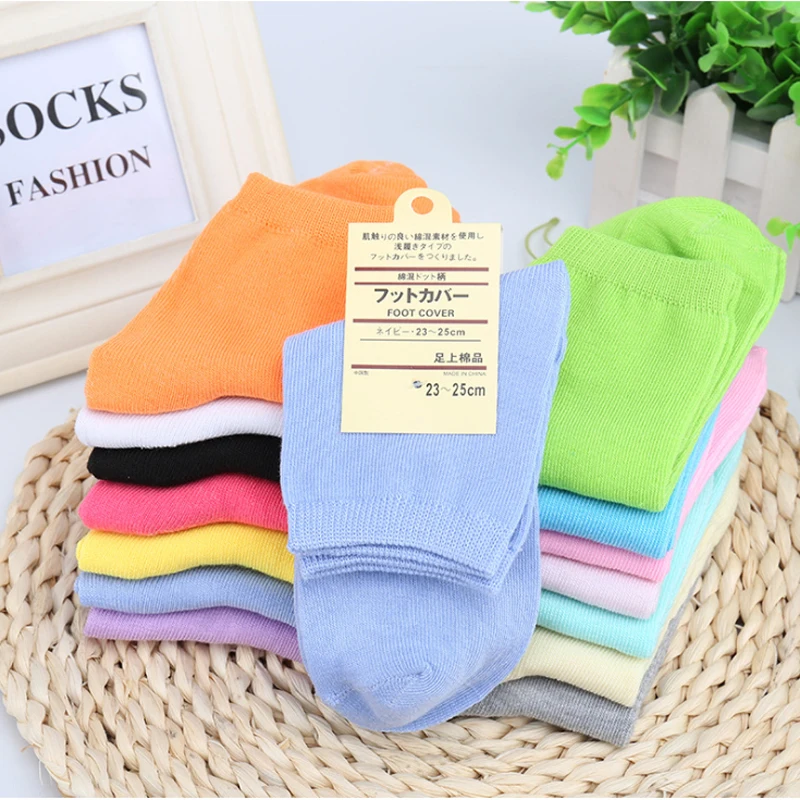 5 пара/лот, осенне-зимние хлопковые носки, короткие носки унисекс, разноцветные забавные повседневные однотонные короткие носки в полоску и горошек