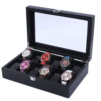 

12 slots luxury fashion women home black color pu leather watch box top quality watch storage box for men Watches 200802-32