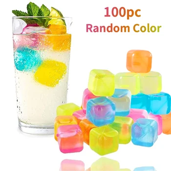 

100 Pcs Colored Plastic Ice Creams, Easy To Chill Plastic Beverage Ices, Reusable Colorful Glazes