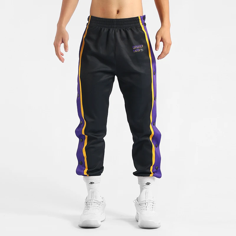 Pantalones deportivos de baloncesto para hombre, pantalón de entrenamiento baloncesto con apertura completa y botones, chándal largo con abertura lateral|Pantalones de ejercicio y entrenamiento| - AliExpress