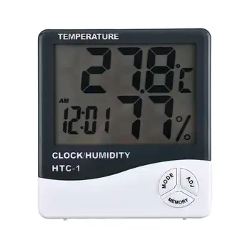 

LCD Digital Electronic Temperature Indoor Room Humidity Meter Thermometer Hygrometer Weather Station Alarm Clock HTC-1