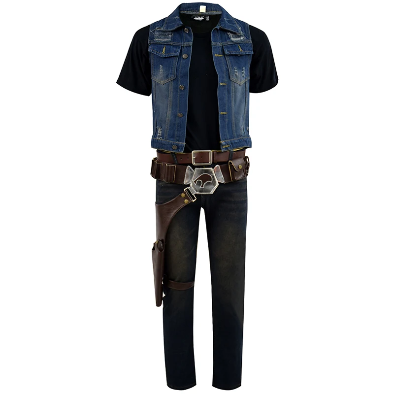 

Cossky Ready Player Parzival Cosplay Costume Men Denim Vest Holster Full Set Wade Watts Costume