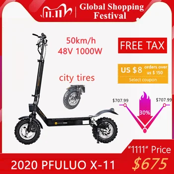 

2020 PFULUO X-11 Kickscooter 48V 1000W Motor 50km/h 11" Smart Electric Scooter with City Tires 2 Wheel Hoverboard Skateboard