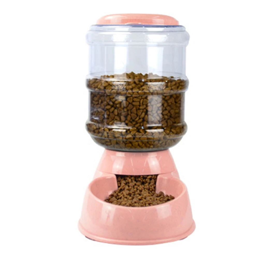 3.8L вертикальный автоматический диспенсер для воды, собака, еда чаша для кормления домашних животных, устройство для питья воды, товары для кошек - Цвет: Pink feeder