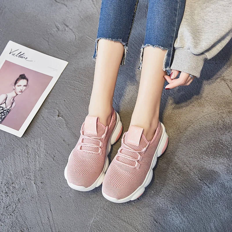 

2019 Spring New Style Fly Netting Surface Breathable Bear Athletic Shoes Korean-style Versatile Junior High School Students Casu