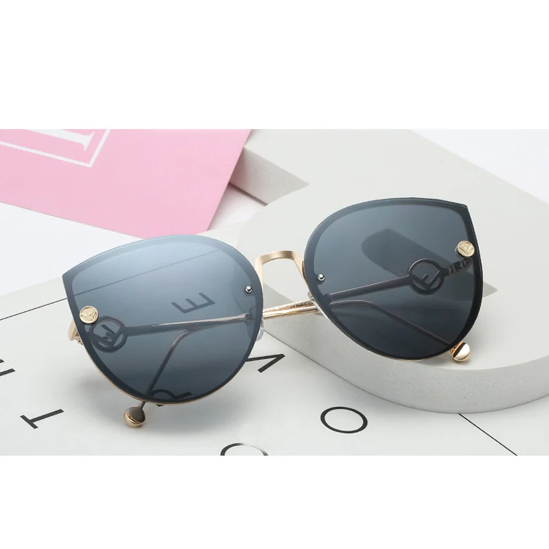 ZUCZUG, кошачий глаз, солнцезащитные очки для женщин, фирменный дизайн, металлическая оправа, зеркальные солнцезащитные очки, винтажные, без оправы градиентный, очки для женщин, UV400