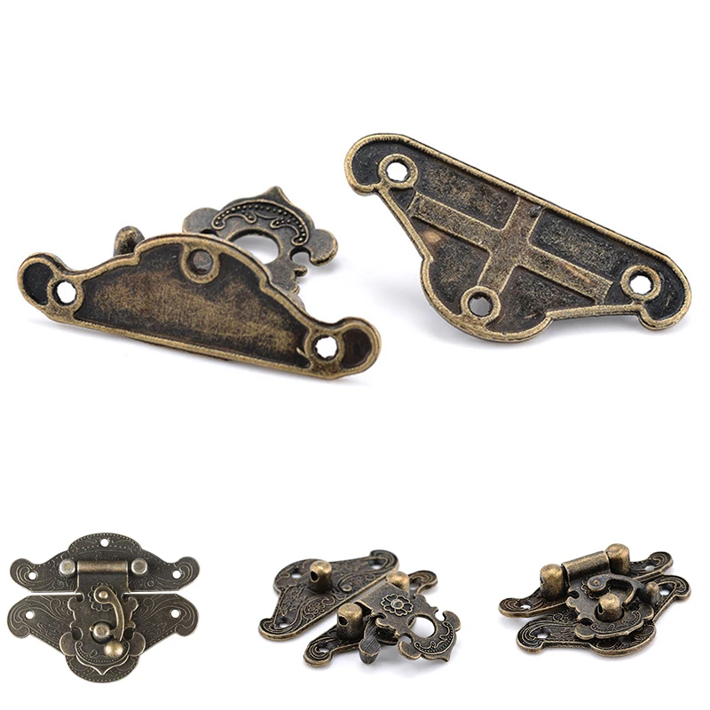 Antique Bronze Lock Jewelry Wooden Box Hasps Drawer Latches Suitcases Latch Buckle Clasp Zinc Alloy For Box Accessories