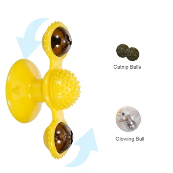 

Windmill Cat Toy Turntable Toy Turntable Teasing Cat Toy Interactive Chew Toys Led Ball Catnip Ball Scratching Tickle Hair Brush