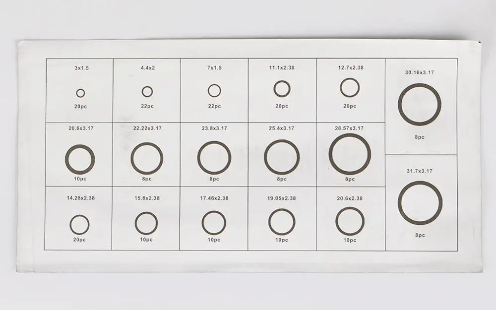 222 шт. набор резиновых уплотнительных колец герметичные резиновые прокладки