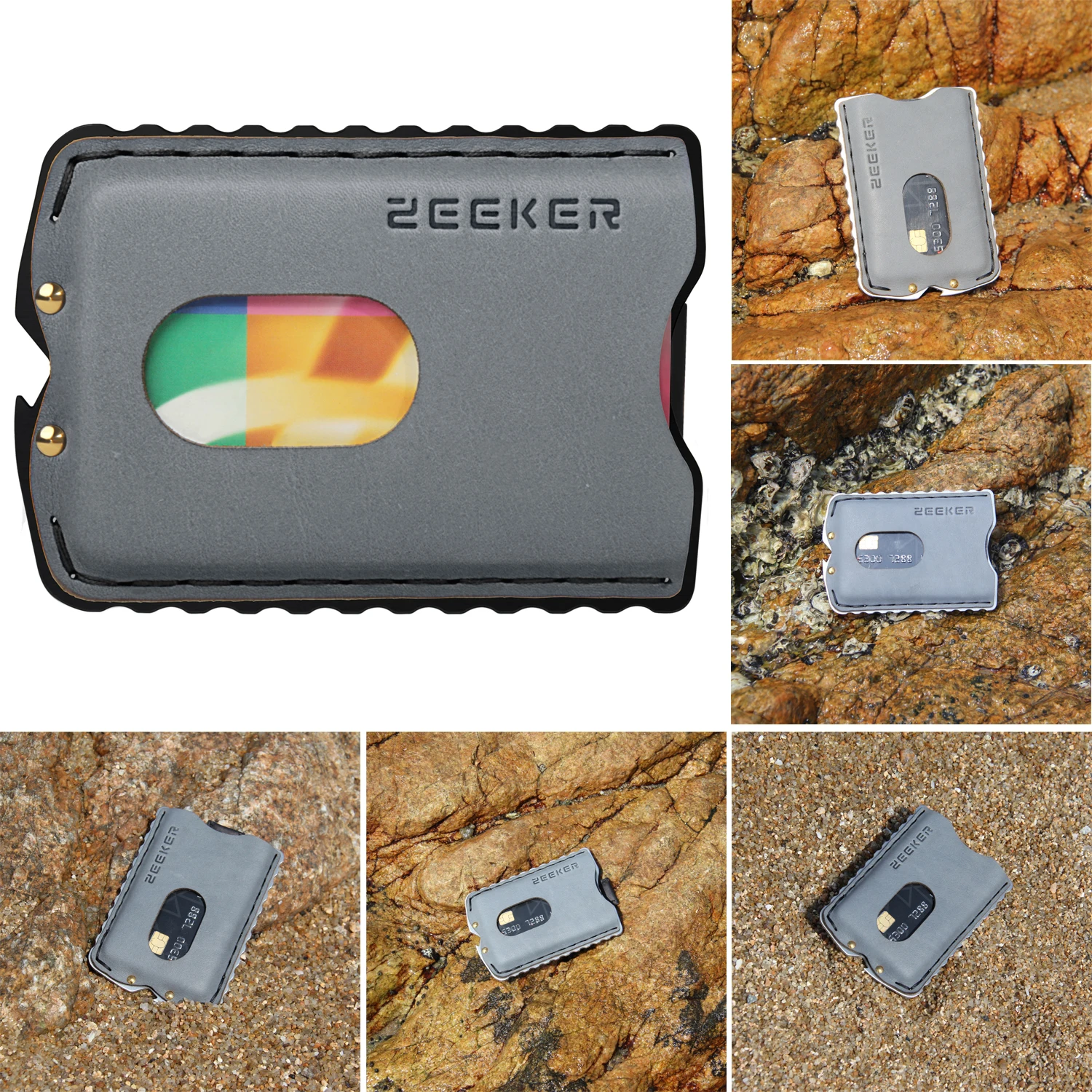 ZEEKER бумажник передний карман кошелек RFID Блокировка держатель кредитной карты минималистичный кошелек с кожей для мужчин