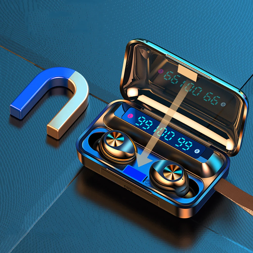 Bluetooth 5 0 Wireless In Ear Earphones with Hook Mini Earbuds Touch Control LED Display Earphones