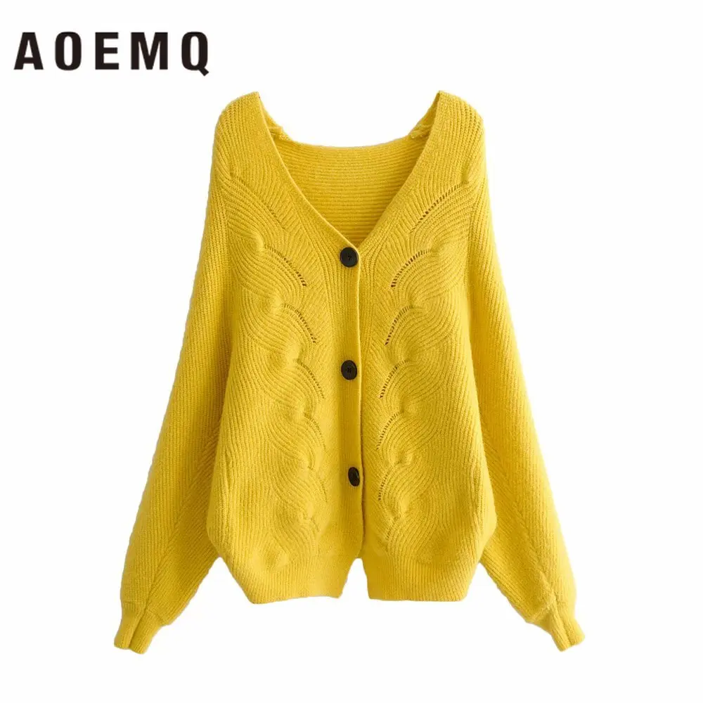 

AOMEQ Fresh Fruit Color Sweaters Cardigan Slim Fit Thin Sweaters Lantern Sleeve Autumn Clothing Sweaters Birthday Present