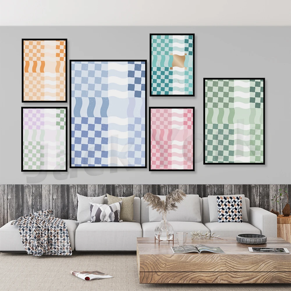 Blush Pink Danese Pastel Decor Wall Art Checker Print.Abstract Boho Wall Art Pink Pantone Print.Geometric Wall Art Mid Century