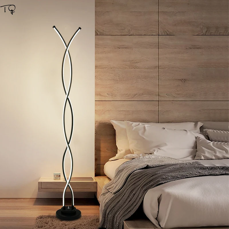 

Simple Nordic Led Modern Floor Lamp Design Living Room Reading Study Remote Control Creative Eye Protection Bedroom Decor Salon