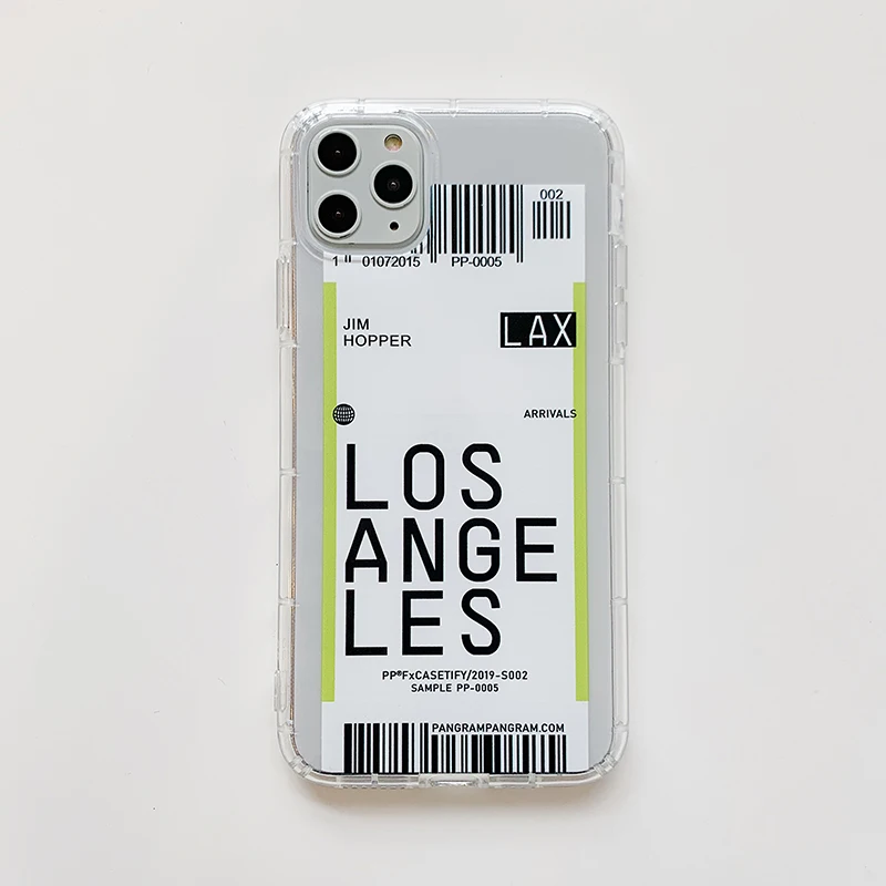 Los Angeles Милый ins Funny Bar Label World ticke чехол для телефона для iphone XS MAX XR X 7 6 8 plus 11 11Pro MAX прозрачный мягкий кремний TPU задняя крышка - Цвет: Los Angeles