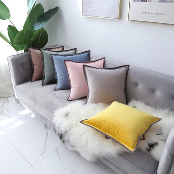 

Modern and simple edge velvet pillow sofa cushion with Invisible zipper