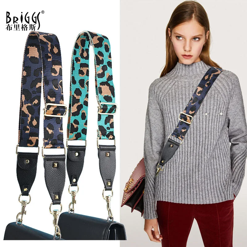 

Fashion Leopard Pattern Cotton Webbing Wide Shoulder Strap Adjustable Shoulder Messenger Bag Part High Quality Accessories