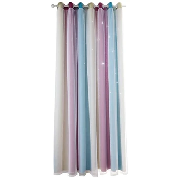 

Hollow Star Sky Blue Gradient Stripes Living Room Bedroom Curtains Nordic Modern Minimalist Ins Style