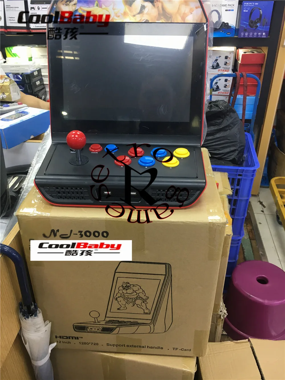 Retro games A10 12 inch HD screen 4GB retro game console with Rocker arcade nostalgic fighting game support TV connection Retro games A10 12 inch HD screen 4GB retro game console with Rocker arcade nostalgic fighting game support TV connection