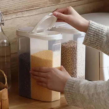 

2.6L Plastic Kitchen Food Cereal Grain Bean Rice Snack Storage Container Box Case Dispenser