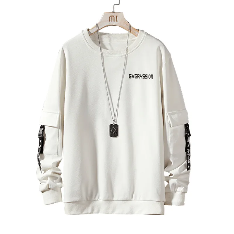 Kopen EL BARCO Herfst Hip Hop Witte Mannelijke Sweatshirt Print Streetwear Grey Mannen Hoodies Tops Zachte Harajuku Zwarte Student Trui Jassen