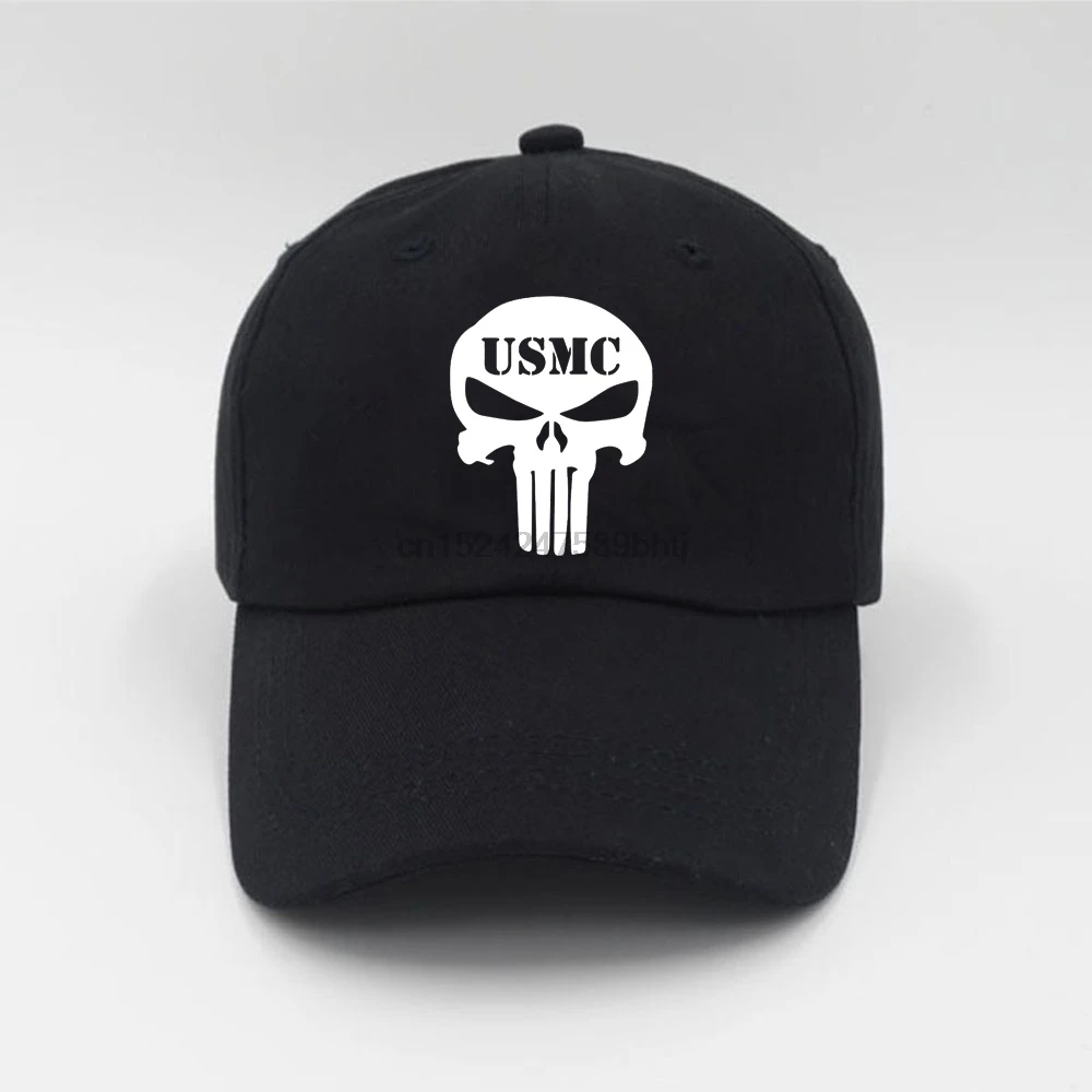 USMC Skull Fashion Women Men Summer Spring Cotton Adult Baseball Cap Solid Color Adjustable Sport Duckbill Hat