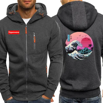 

Great wave Print Hoodies Mens Streetwear Autumn New Casual Jackets Zipper Dragon Ball Coat Vaporwave Male hoodie Sweatshirt