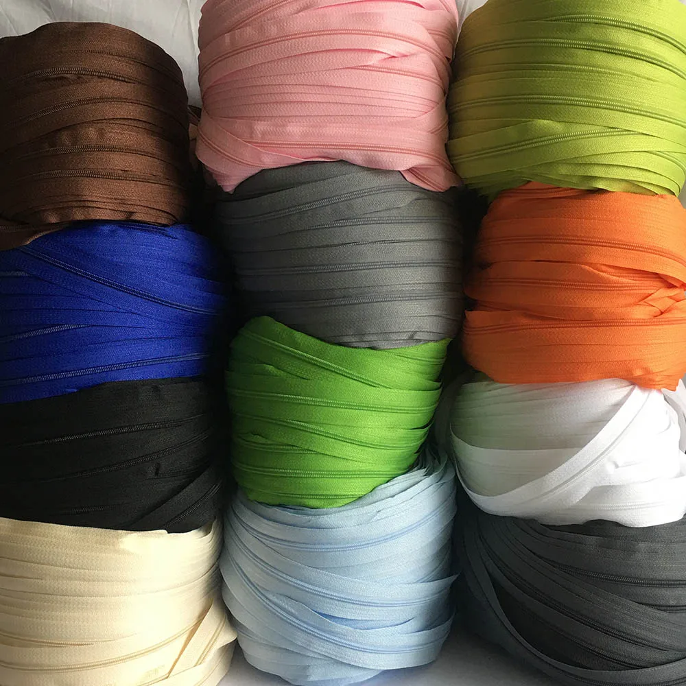 Versatile Nylon Zipper Rolls with Auto-Lock Sliders for Tailor Sewing Accessories