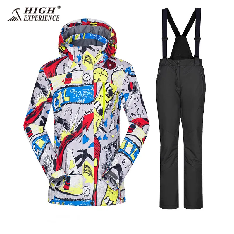 black set Winter Ski Jacket Ski Suit Women Winter Jacket Female Snowboard Jacket Skiing Sport Suit Waterproof Snowboarding Sets Snowboard - Цвет: black set