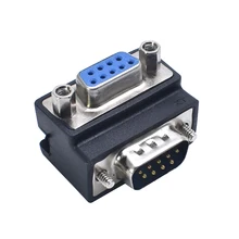 Adaptador de porta serial do pino rs232 db9 dp ângulo direito 90 graus cotovelo masculino ao conversor fêmea
