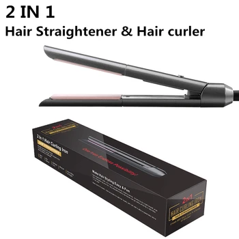 

Professional 2 In 1 Hair Straightener Fast Warm-up Thermal Ionic Flat Iron Tourmaline Ceramic Curling iron Hair Curler For Women