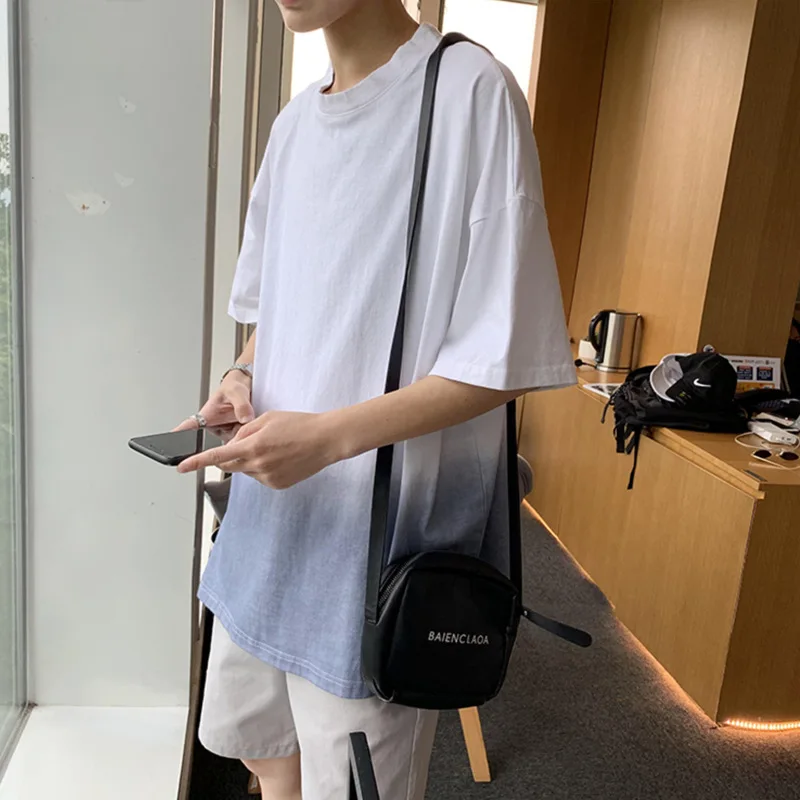 Summer Dress New Style Small Fresh Gradient Tie-dyed Short-sleeved T-shirt with Loose Personality Short-sleeved T-shirt for Men