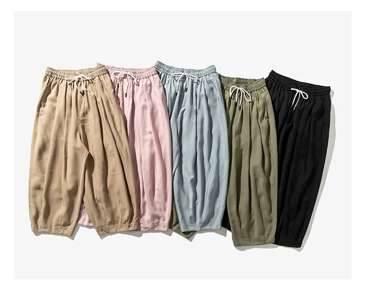 Calça harém masculina estilo japonês, calças casuais