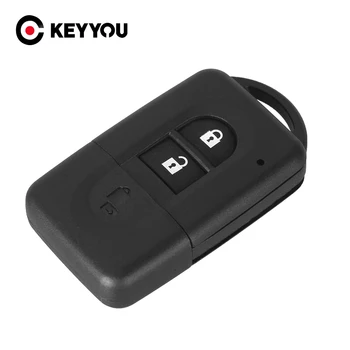 

KEYYOU 10X Replacement Car Key Shell Case For Nissan MICRA Xtrail JUKE Qashqai j11 Sunny 2Button With Uncut Key Blade