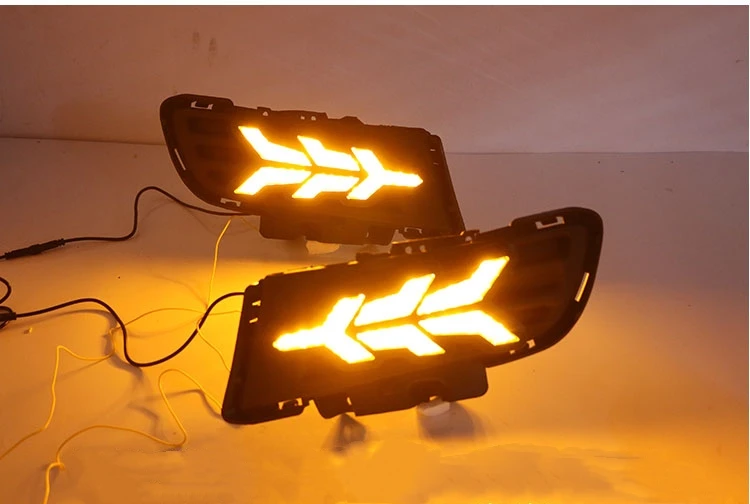 EOsuns led drl дневные ходовые огни для Mazda 3 2010-2012 с динамическим движущимся желтым поворотным сигналом и синим ночным светом