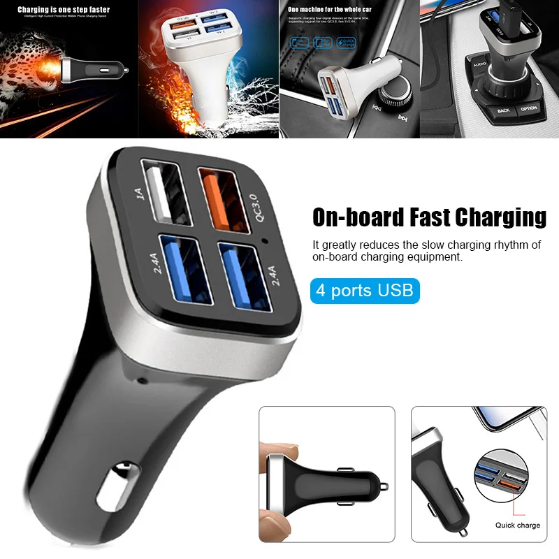 Автомобильное зарядное устройство быстрая зарядка 4 usb порта адаптер для