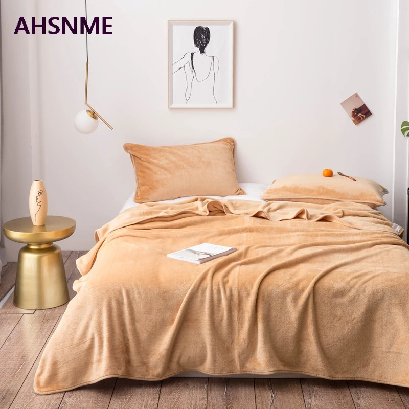AHSNME фиолетовый толстый Коралловое одеяло сплошной цвет норковая бархатная мягкие покрывала для кресла пледы мульти размер высокого качества ковер