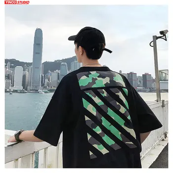 

Dropshipping Men Streetwear Oversize Tops Fashion Korean O-neck Causal Tshirts Spring Short Sleeve Camouflage Print Camiseta