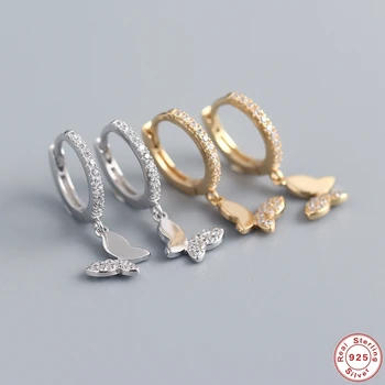 

925 Sterling Silver Fine Earring Cute Animal Butterfly Hoop Earrings For Engagement Anniversary Party Pendientes Brincos