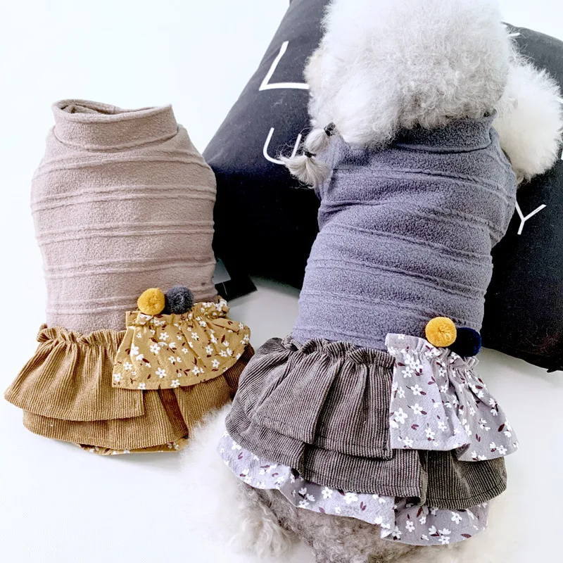 Осенне-зимние платья в стиле принцессы для собак супер теплые юбки с хлопковой
