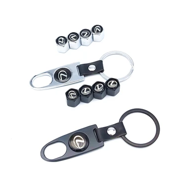 

4 pcs Car Tire Wheel Valve Cap air protection cover For Lexus RX300 RX450 IS200 IS250 IS300 GS300 Car accessories with keyrings