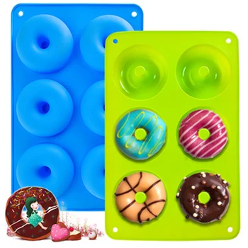 

2 Pcs 6-holes Mold Donuts Silicone Non-stick 3D Pastry Cake Cookies Mould Round Form for Donuts DIY Baking Cake Accessories