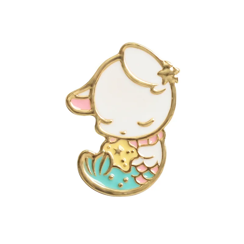 

Japanese Cartoon Cute Mermaid Kitten Brooches for Women Creative Funny Animal Pins Jewelry Enamel Pin Backpack Bag Accessories