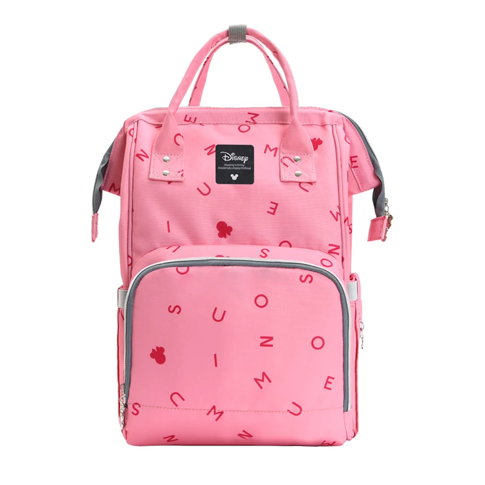 Pink Рюкзак для подгузников disney, сумка для подгузников с изоляцией от USB, сумка для подгузников с Минни и Микки, большая емкость, сумка для путешествий, Оксфорд, для кормления ребенка, сумка для мам - Цвет: Pink