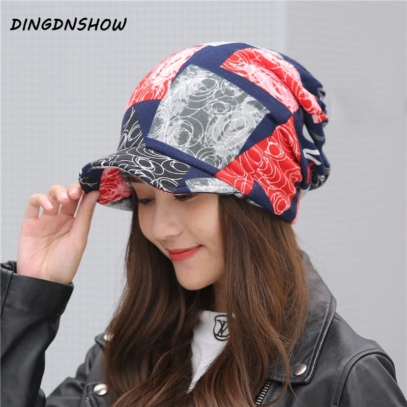 [DINGDNSHOW] Новинка года; зимняя шапка; хлопковый бант; теплая женская шапка с принтом звезды; дамские шапочки