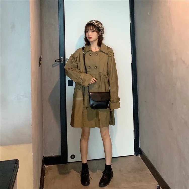 Control 75 [Photo Shoot+ Quality Inspection+ Net Price] 0702 Winter Versatile Loose-Fit GIRL'S Shirt Double Breasted Trench Co