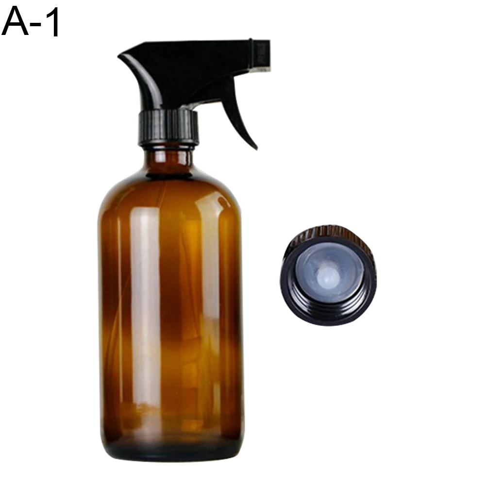 250/500ml Portable Empty Glass Spray Bottle Essential Oil Cleaner Refillable Liquid Atomizer Makeup Perfume Sprayer Container - Color: Brown 500ml