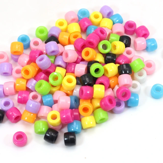 Transparent Pink Kandi Beads, Pink Barrel Beads for Bracelet, Pink Pon