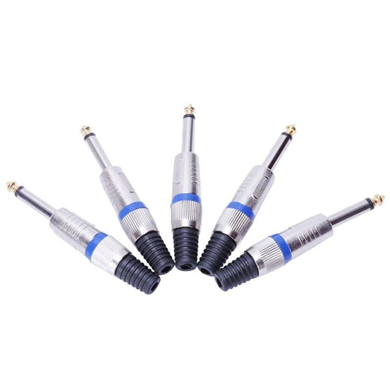 

5pcs Panel Mount 6.35mm Mono Male Jack Guitar Socket Connector